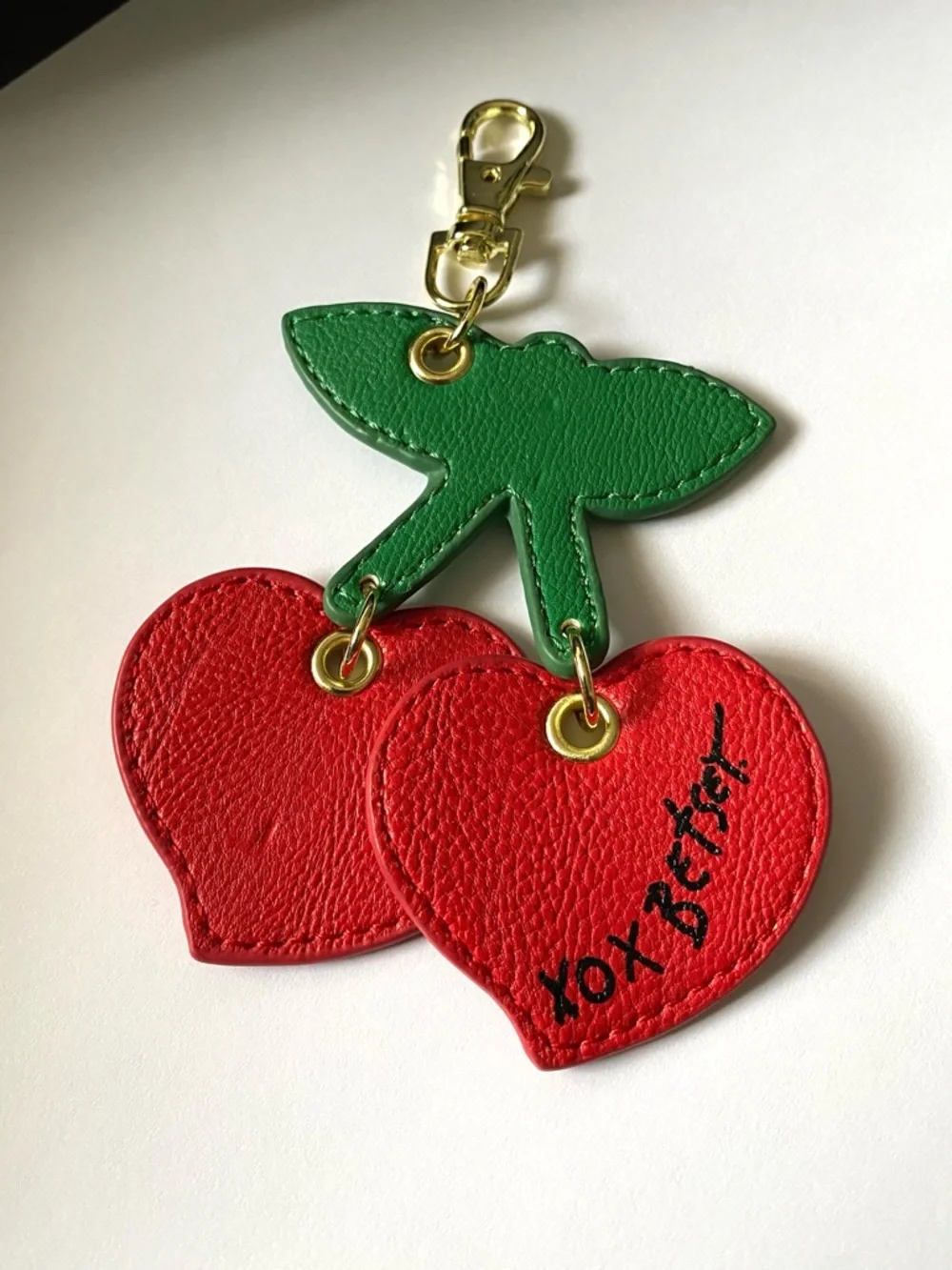 Betsey Johnson XOX Cherry Heart Purse Charm Fob Keychain - Picture 2 of 5